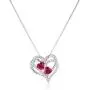 Sterling Silver Created Ruby and White Sapphire Double Heart Pendant Necklace, 18'' Sterling Silver Created Ruby and White Sapphire Double Heart Pendant Necklace, 18''