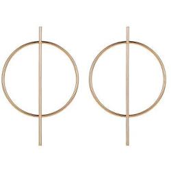 Big Circle Round Dangle Earrings Exaggerated Hollow Circle Link Stick Bar Drop Stud Earrings for Women Girls (Gold)