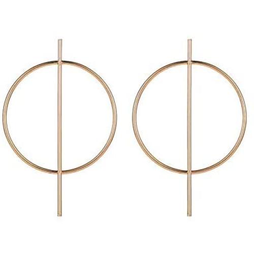 Big Circle Round Dangle Earrings Exaggerated Hollow Circle Link Stick Bar Drop Stud Earrings for Women Girls (Gold)