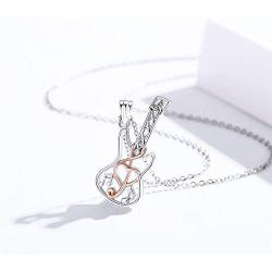 Gifts for Guitar Players Men 925 Sterling Silver Guitar Necklace Treble Clef Music Note Necklace,Guitar Gift for Guitar Lovers Musical Jewelry Gifts for Men/Women/Guitar Teacher