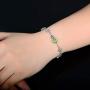 JIANGXIN 925 Sterling Silver Birthstone Chain Link Bracelet for Women Girl Lucky Four leaf clover Gemstone Fine Jewelry Good Luck Shamrock Birthday Gift