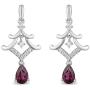 Jewelili Enchanted Disney Fine Jewelry Sterling Silver 1/10 CTTW Diamond and Rhodolite Garnet Mulan Pagoda Earrings