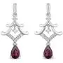 Jewelili Enchanted Disney Fine Jewelry Sterling Silver 1/10 CTTW Diamond and Rhodolite Garnet Mulan Pagoda Earrings