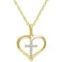 SOLIDGOLD- 14K Yellow Gold Crystal Clear CZ Cross Heart Pendant and an Adjustable Necklace Chain SOLIDGOLD- 14K Yellow Gold Crystal Clear CZ Cross Heart Pendant and an Adjustable Necklace Chain