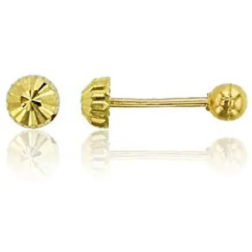 14K Yellow Solid Gold Diamond Cut Half Ball Ball Screw Back Stud Earrings | Stud Earrings | Ball Screw Backs | Fine Jewelry | Solid Gold Stud Earrings for Women and Teens