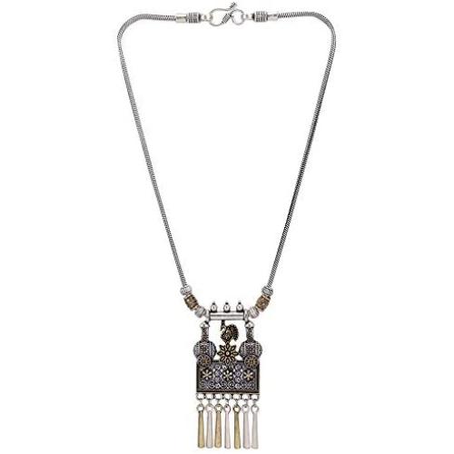 Efulgenz Boho Vintage Antique Ethnic Gypsy Tribal Indian Oxidized Gold Silver Statement Peacock Pendant Necklace Jewelry