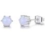 AILUOR Opal Jewelry Set, Sterling Silver Created Simulated Gemstone Round Halo Solitaire Pendant Necklace and Stud Earrings Set