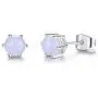 AILUOR Opal Jewelry Set, Sterling Silver Created Simulated Gemstone Round Halo Solitaire Pendant Necklace and Stud Earrings Set