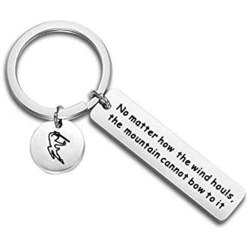 AKTAP Inspirational Gift Mulan Inspired Keychain No Matter How The Wind Houls The Mountain Cannot Bow to It Motivational Jewelry for Women Girl