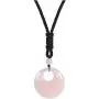 JUNHAN Natural Gemstone Lucky Coin Pendant Necklace for Women Men Reiki Healing Round Donut Crystal Stone Jewelry Adjustable Braided Cord JUNHAN Natural Gemstone Lucky Coin Pendant Necklace for Women Men Reiki Healing Round Donut Crystal Stone Jewelry Adjustable Braided Cord