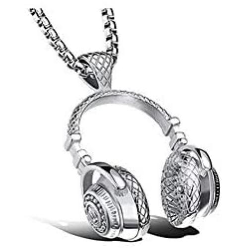 Fuqimanman2020 Headphones Pendant Necklace Music Necklace Gold/Silver/Black