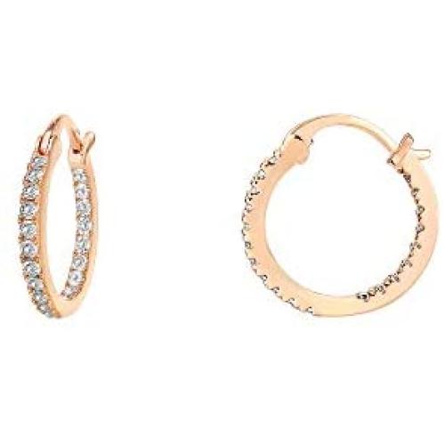 PAVOI 14K Gold Plated 925 Sterling Silver Post Cubic Zirconia Hoop Earrings 30/15mm