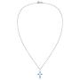 AeraVida Elegant X Cross Simulated Turquoise Inlay .925 Sterling Silver Pendant Necklace