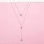 VENSERI 925 Sterling Silver Double Layered Necklace with Three Round Cubic Zirconia Fashion Jewelry for Women