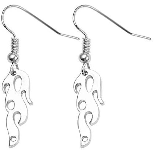 Unisex Harajuku Flame Earings Stainless Steel Punk Rock Women Men Hip Hop Drop Earrings