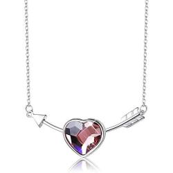 Sllaiss Made with Swarovski Crystal Pendant Infinity Love Heart Jewelry Purple Arrow Necklace Gift for Mother Day Girlfriend