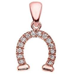 Reversible Diamond and High Polish Plain 14k Rose Gold Horseshoe Good Luck Charm Dainty Pendant