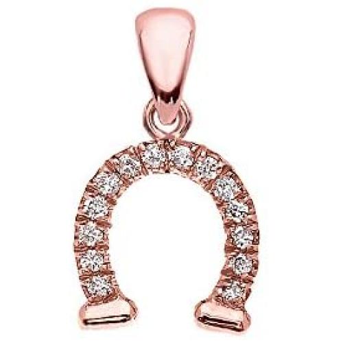Reversible Diamond and High Polish Plain 14k Rose Gold Horseshoe Good Luck Charm Dainty Pendant