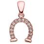 Reversible Diamond and High Polish Plain 14k Rose Gold Horseshoe Good Luck Charm Dainty Pendant