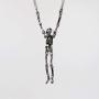 Gothic Skeleton with Moving Arms and Legs Silver Finish Pewter Pendant Necklace