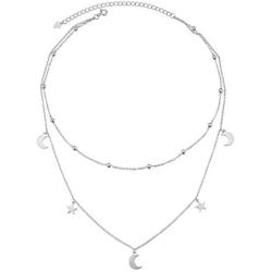 S925 Sterling Silver Layered Choker Jewelry Clavicle Double Short Chain Necklace Gift for Women Girls