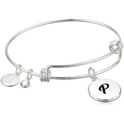 Alex and Ani Halos & Glories, Initial P Shiny Silver Bangle Bracelet