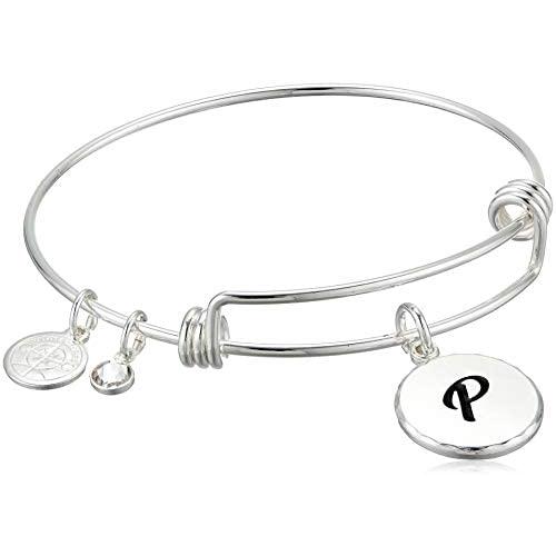 Alex and Ani Halos & Glories, Initial P Shiny Silver Bangle Bracelet