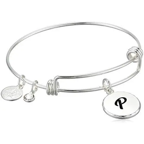Alex and Ani Halos & Glories, Initial P Shiny Silver Bangle Bracelet Alex and Ani Halos & Glories, Initial P Shiny Silver Bangle Bracelet