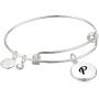 Alex and Ani Halos & Glories, Initial P Shiny Silver Bangle Bracelet