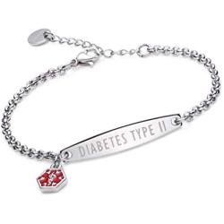 linnalove-Pre-Engraved Simple Rolo Chain Medical Alert id Bracelet for Women