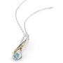 Gem Stone King 2 Tone 10K Yellow Gold And 925 Sterling Silver Diamond Infinity Pendant 0.54 Ct Round Blue Zircon