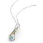 Gem Stone King 2 Tone 10K Yellow Gold And 925 Sterling Silver Diamond Infinity Pendant 0.54 Ct Round Blue Zircon Gem Stone King 2 Tone 10K Yellow Gold And 925 Sterling Silver Diamond Infinity Pendant 0.54 Ct Round Blue Zircon