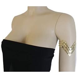 TFJ Women Fashion Jewelry Gold Metal High Upper Arm Cuff Bracelet Bling Wonder Costume Style