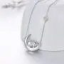 PEIMKO Cute Animal Panda Bear Sloth Cat Unicorn on the Moon Necklace for Grils, 925 Sterling Silver Moon Pendant Necklaces, Birthday Gift for Women Girls