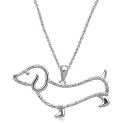 Jewelili Sterling Silver Natural White Round Diamond Accent Critters Pendant Necklace, 18'' Rolo Chain