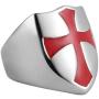 HZMAN Mens Knights Templar Red Cross Ring Stainless Steel Shield Band,Silver Gold Black, Size 7-14
