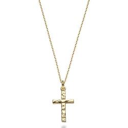 Miabella 925 Sterling Silver Italian Hammered Cross Pendant Necklace, 18 Inch Chain Made in Italy