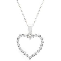 Quality Jewels 1/2 Carat Diamond Heart Pendant Necklace, 925 Sterling Silver Heart Necklace for Women and Girls, 18'' Adjustable Cable Chain
