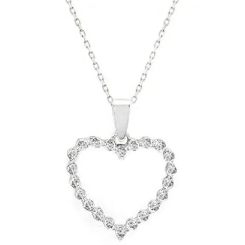 Quality Jewels 1/2 Carat Diamond Heart Pendant Necklace, 925 Sterling Silver Heart Necklace for Women and Girls, 18'' Adjustable Cable Chain Quality Jewels 1/2 Carat Diamond Heart Pendant Necklace, 925 Sterling Silver Heart Necklace for Women and Girls, 18'' Adjustable Cable Chain