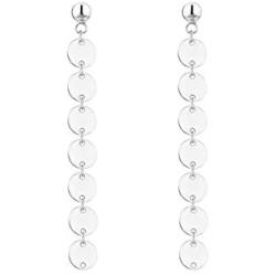 VENSERI 925 Sterling Silver Circle Disc Dangle Earrings Long Dangle Earrings Minimalist Earrings Disc Earrings Birthday