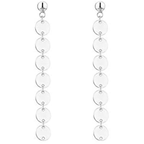 VENSERI 925 Sterling Silver Circle Disc Dangle Earrings Long Dangle Earrings Minimalist Earrings Disc Earrings Birthday