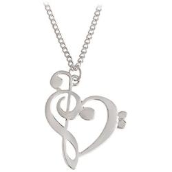 Silver Musical Note Necklace Pendant Treble Clef Music Jewelry for Women Girlfriend Daughter