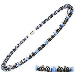 Elegant Womens Hematite Magnetic Therapy Necklace with Healing Stones Pain Relief for Neck Arthritis Migraine Headaches Shoulders and Back (Regular, Blue Cat Eye)