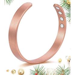 Feraco Magnetic Copper Bracelet for Women Men Arthritis Carpal Tunnel Pain Relief Sleek 99.9% Solid Copper Magnet Bracelets 2 PCS Cuff Bangle