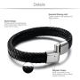 Jstyle Braided Leather Bracelets for Men Bangle Bracelets Fashion Magnetic Clasp 7.5-8.5 Inch