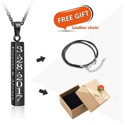 Love Jewelry Personalized Couple Stainless Steel Necklace Engraved Initial Name Vertical Bar Necklace Birthday Gift