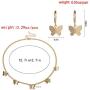 Nanafast Butterfly Necklace Earrings Set Adjustable Butterfly Chain Necklace Charm Hoop Earrings Butterfly Jewelry for Women Girls Christmas Birthday