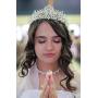 EverLove Womens Bride Headdress Jewelry Wedding Necklace Earrings Set Crystal Crown Tiara
