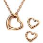 RAYMONDS BOUTIQUE 14K Rose Gold Silver Plated Open Heart Shape Floating Love Pendant Necklace and Earrings Jewelry Set for Women, Girls, Teens, Kids with Adjustable Chain