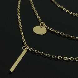 Kercisbeauty 3 Layer Choker Necklace with Disc Pendant for Women and Teen Girls Halloween Back to School Party Prom (Gold-2)